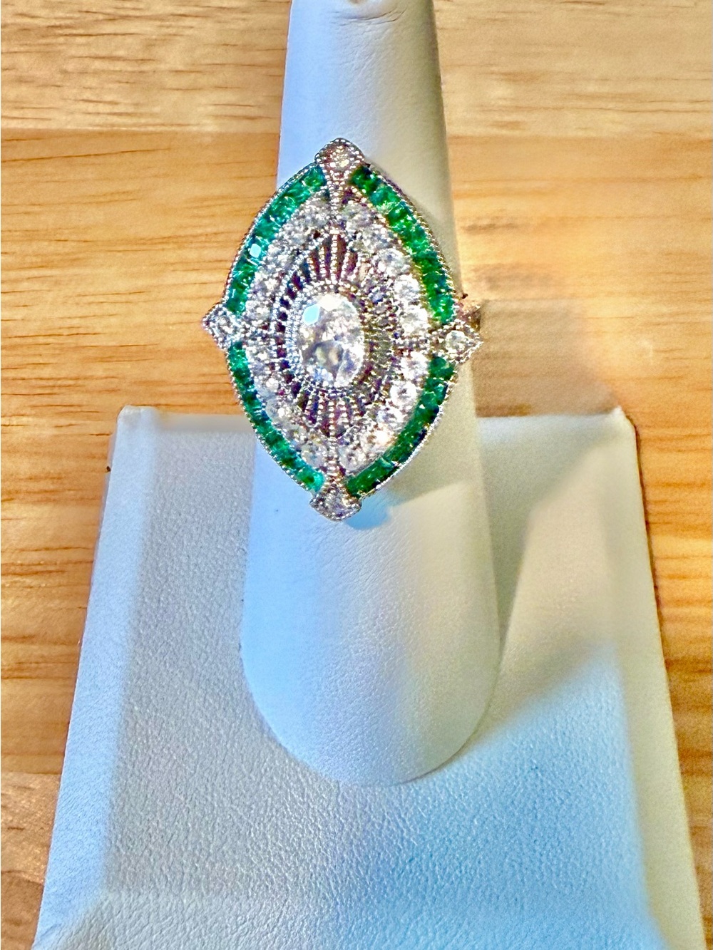 Gorgeous Statement CZ Emerald Marquise Cocktail Ring - Size 6 💚💚